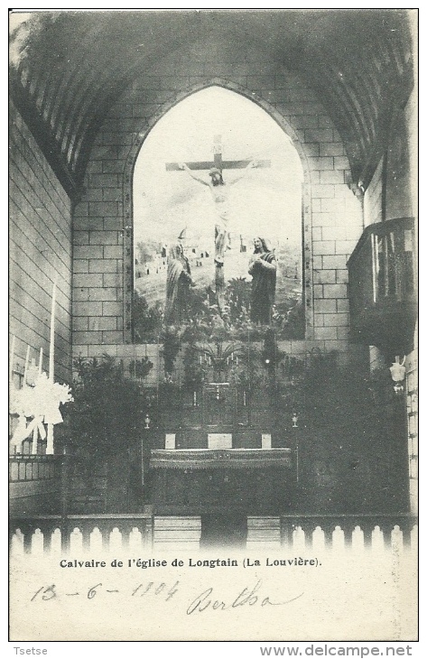 Carte postale du chœur de l'église de Longtain en 1904